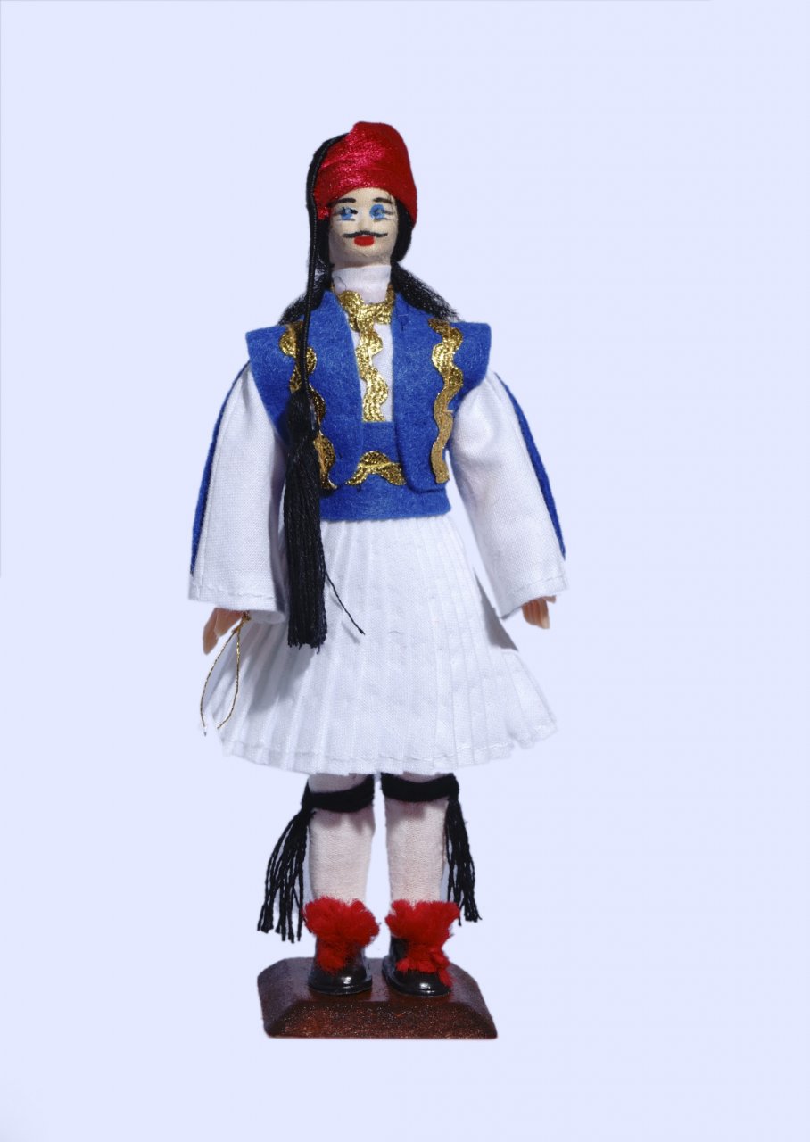Handmade Small Tsolias Doll-Blue vest